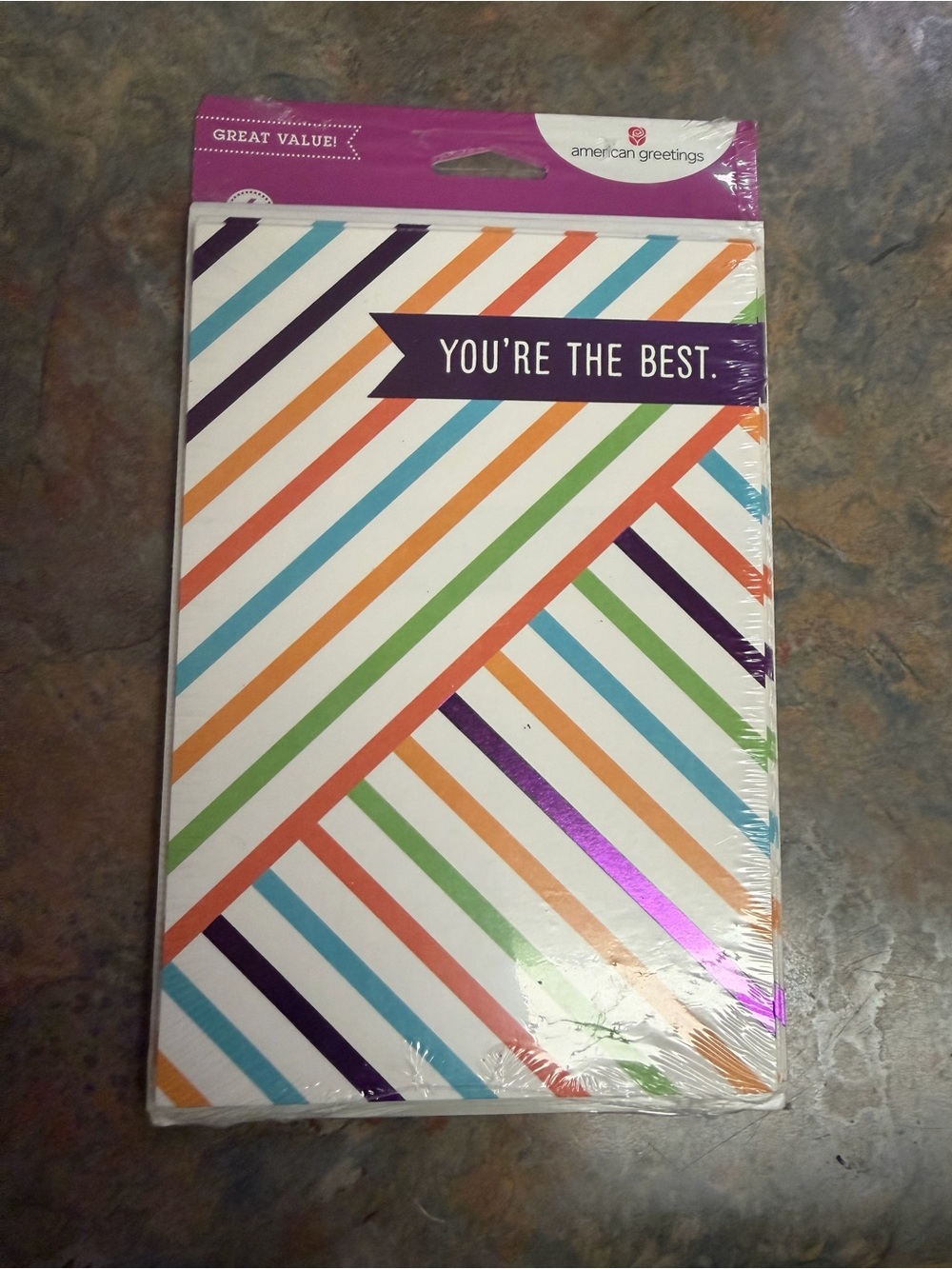 American Greetings "You're The Best" Multi-Color Striped Gift Bags